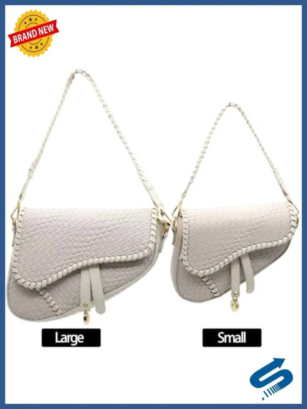 Woven Imitation Crocodile Leather Saddle Shoulder Bag Crossbody Satchel Purse
